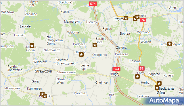 mapa Oblęgorek, Oblęgorek na mapie Targeo