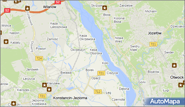 mapa Obórki gmina Konstancin-Jeziorna, Obórki gmina Konstancin-Jeziorna na mapie Targeo