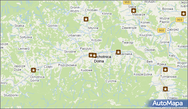 mapa Ochotnica Dolna, Ochotnica Dolna na mapie Targeo