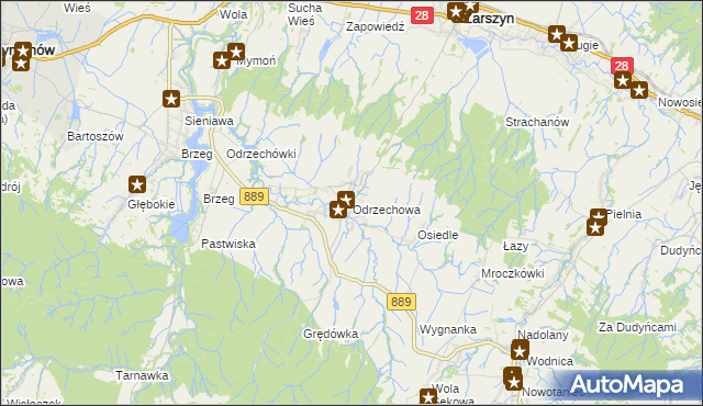 mapa Odrzechowa, Odrzechowa na mapie Targeo