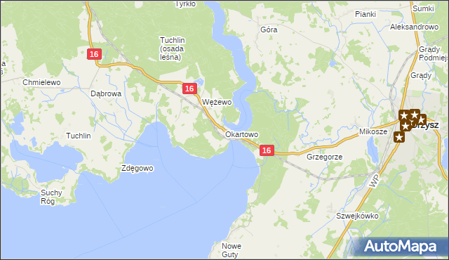 mapa Okartowo, Okartowo na mapie Targeo