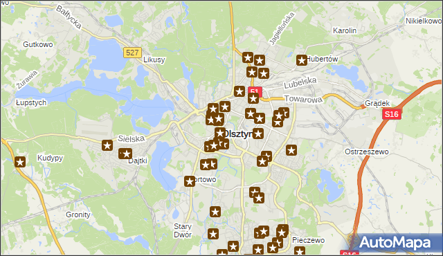 mapa Olsztyna, Olsztyn na mapie Targeo