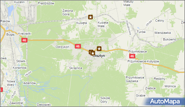 mapa Olsztyn powiat częstochowski, Olsztyn powiat częstochowski na mapie Targeo