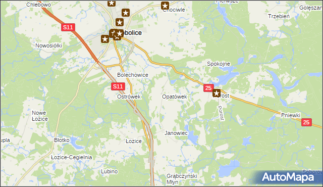 mapa Opatówek gmina Bobolice, Opatówek gmina Bobolice na mapie Targeo