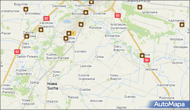 mapa Orłów gmina Nowa Sucha, Orłów gmina Nowa Sucha na mapie Targeo
