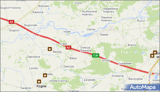 mapa Osiecza Pierwsza, Osiecza Pierwsza na mapie Targeo