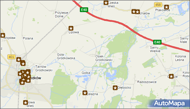mapa Osiek Grodkowski, Osiek Grodkowski na mapie Targeo