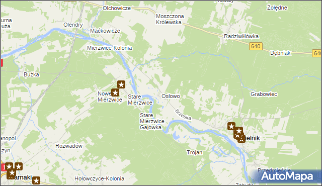mapa Osłowo gmina Mielnik, Osłowo gmina Mielnik na mapie Targeo
