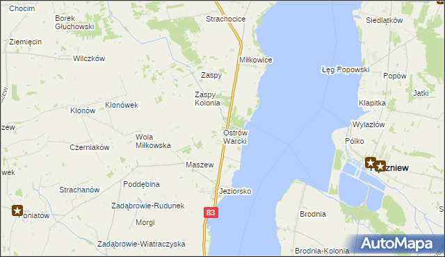 mapa Ostrów Warcki, Ostrów Warcki na mapie Targeo