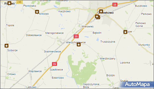 mapa Ostrowo gmina Gniewkowo, Ostrowo gmina Gniewkowo na mapie Targeo