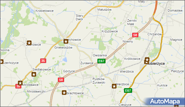 mapa Owsianka gmina Kobierzyce, Owsianka gmina Kobierzyce na mapie Targeo