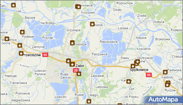 mapa Palczowice, Palczowice na mapie Targeo