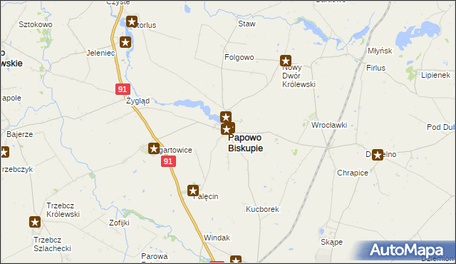 mapa Papowo Biskupie, Papowo Biskupie na mapie Targeo