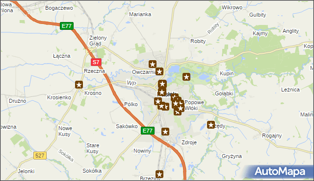 mapa Pasłęk, Pasłęk na mapie Targeo