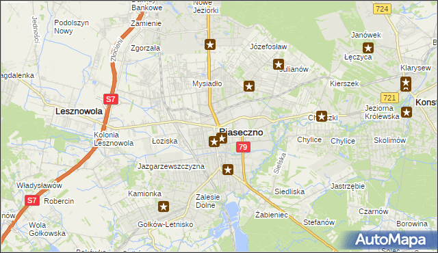 mapa Piaseczno, Piaseczno na mapie Targeo