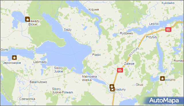 mapa Piaski gmina Ełk, Piaski gmina Ełk na mapie Targeo