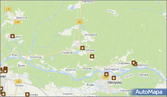 mapa Piotrowo gmina Obrzycko, Piotrowo gmina Obrzycko na mapie Targeo