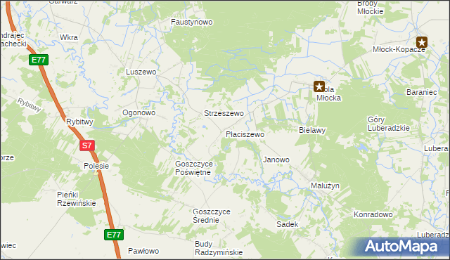 mapa Płaciszewo, Płaciszewo na mapie Targeo