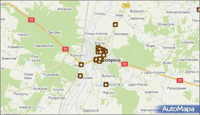 mapa Poddębice, Poddębice na mapie Targeo