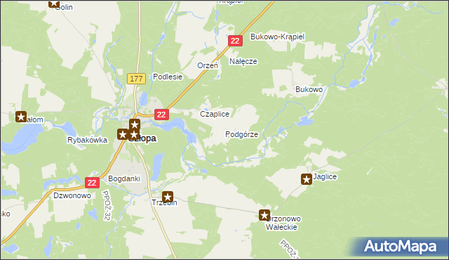 mapa Podgórze gmina Człopa, Podgórze gmina Człopa na mapie Targeo