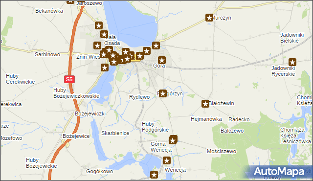 mapa Podgórzyn gmina Żnin, Podgórzyn gmina Żnin na mapie Targeo