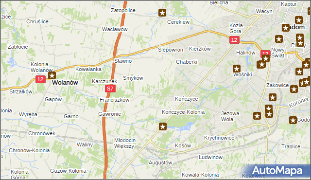 mapa Podkończyce, Podkończyce na mapie Targeo