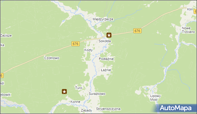 mapa Podłaźnie, Podłaźnie na mapie Targeo