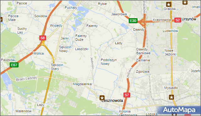 mapa Podolszyn Nowy, Podolszyn Nowy na mapie Targeo