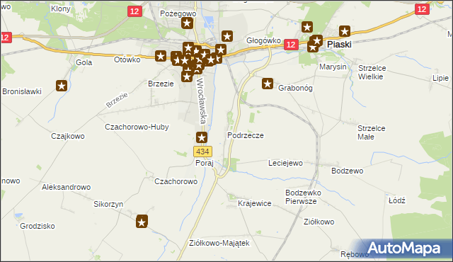 mapa Podrzecze gmina Piaski, Podrzecze gmina Piaski na mapie Targeo