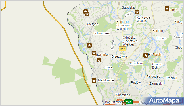 mapa Pogwizdów gmina Hażlach, Pogwizdów gmina Hażlach na mapie Targeo