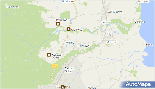 mapa Połchowo gmina Puck, Połchowo gmina Puck na mapie Targeo