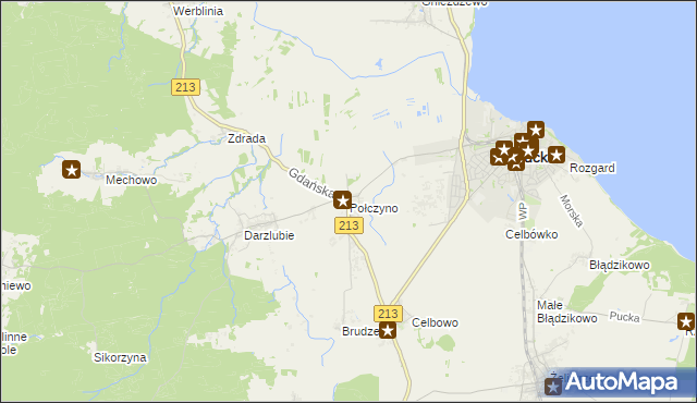 mapa Połczyno gmina Puck, Połczyno gmina Puck na mapie Targeo