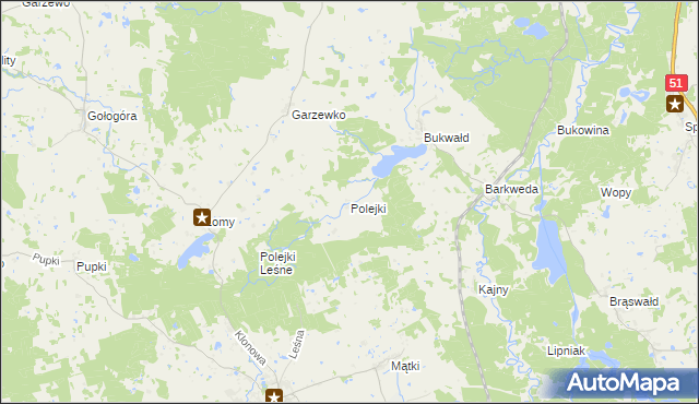 mapa Polejki, Polejki na mapie Targeo