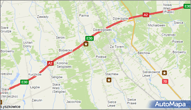mapa Polesie gmina Łyszkowice, Polesie gmina Łyszkowice na mapie Targeo