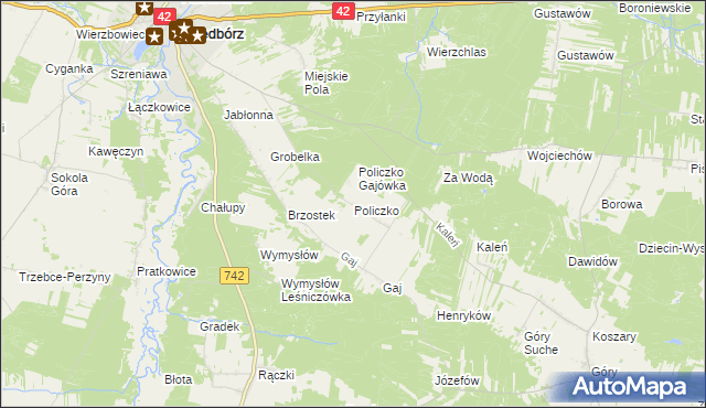 mapa Policzko, Policzko na mapie Targeo