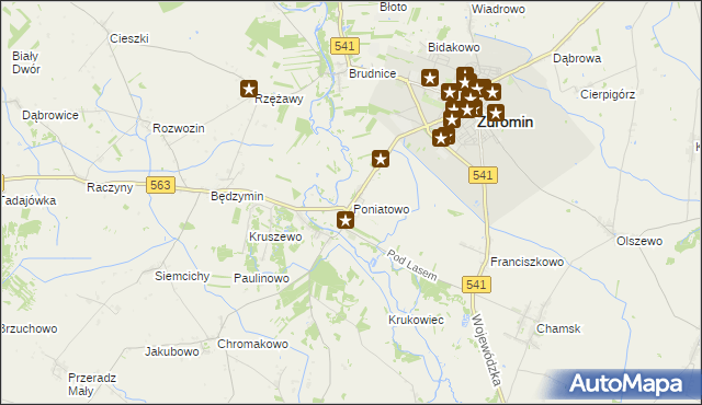 mapa Poniatowo gmina Żuromin, Poniatowo gmina Żuromin na mapie Targeo