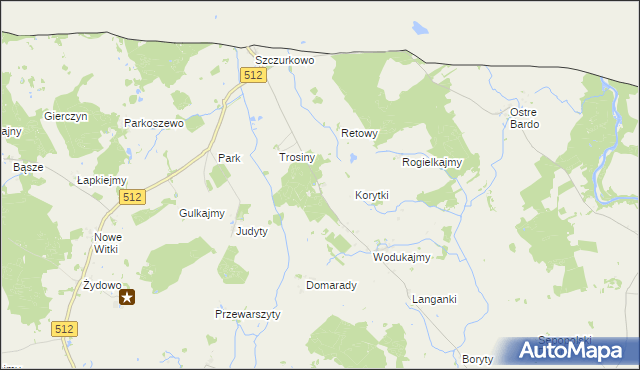 mapa Poniki gmina Sępopol, Poniki gmina Sępopol na mapie Targeo