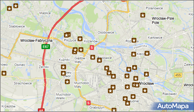 mapa Popowice gmina Wrocław, Popowice gmina Wrocław na mapie Targeo