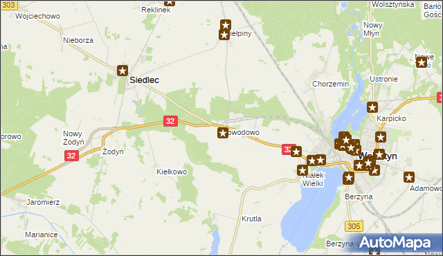 mapa Powodowo gmina Wolsztyn, Powodowo gmina Wolsztyn na mapie Targeo