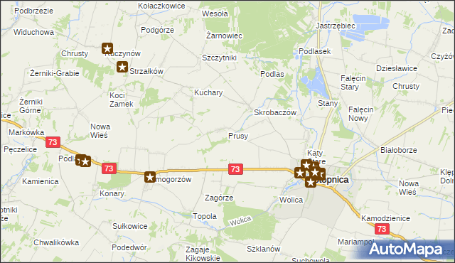 mapa Prusy gmina Stopnica, Prusy gmina Stopnica na mapie Targeo