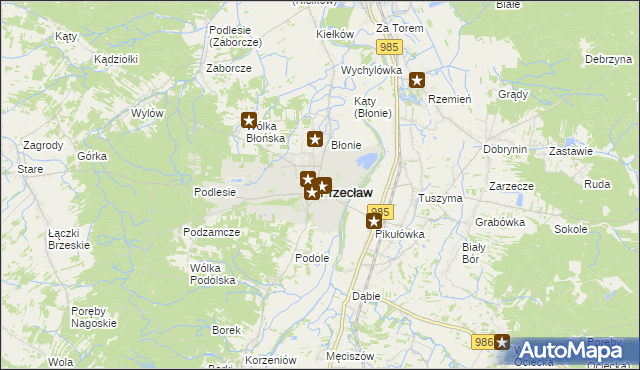 mapa Przecław powiat mielecki, Przecław powiat mielecki na mapie Targeo