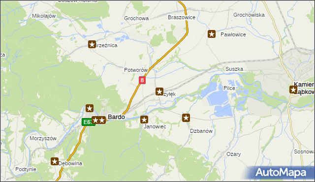 mapa Przyłęk gmina Bardo, Przyłęk gmina Bardo na mapie Targeo