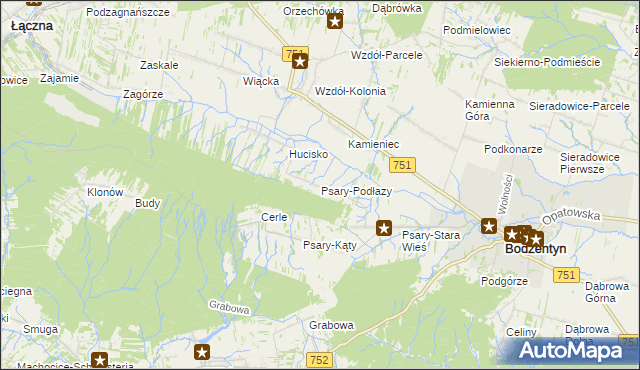 mapa Psary-Podłazy, Psary-Podłazy na mapie Targeo