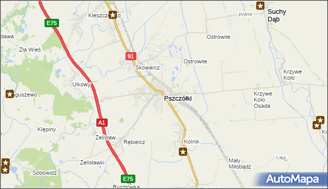 mapa Pszczółki powiat gdański, Pszczółki powiat gdański na mapie Targeo