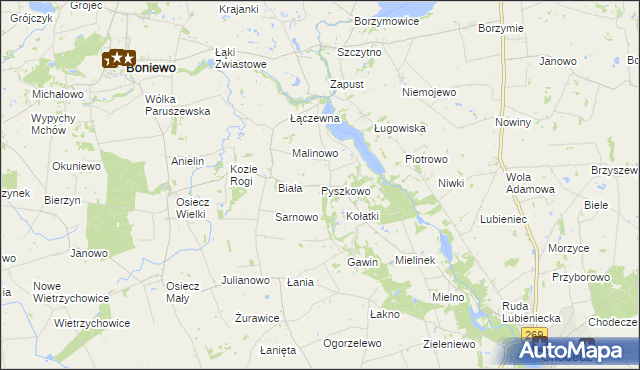 mapa Pyszkowo, Pyszkowo na mapie Targeo