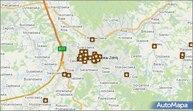 mapa Rabka-Zdrój, Rabka-Zdrój na mapie Targeo