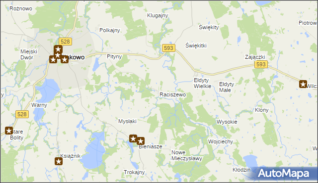 mapa Raciszewo, Raciszewo na mapie Targeo