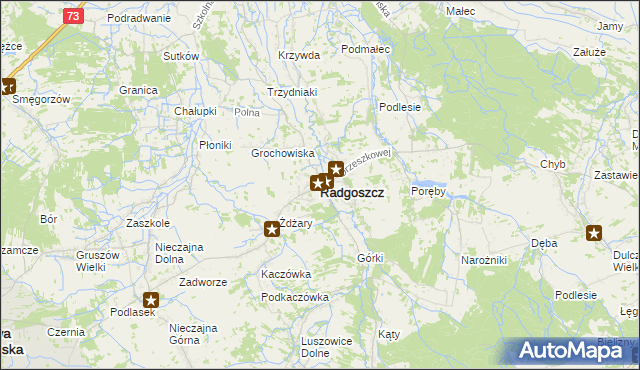mapa Radgoszcz powiat dąbrowski, Radgoszcz powiat dąbrowski na mapie Targeo