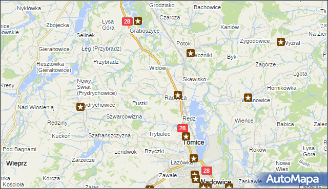 mapa Radocza, Radocza na mapie Targeo