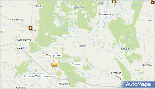 mapa Radom gmina Ryczywół, Radom gmina Ryczywół na mapie Targeo